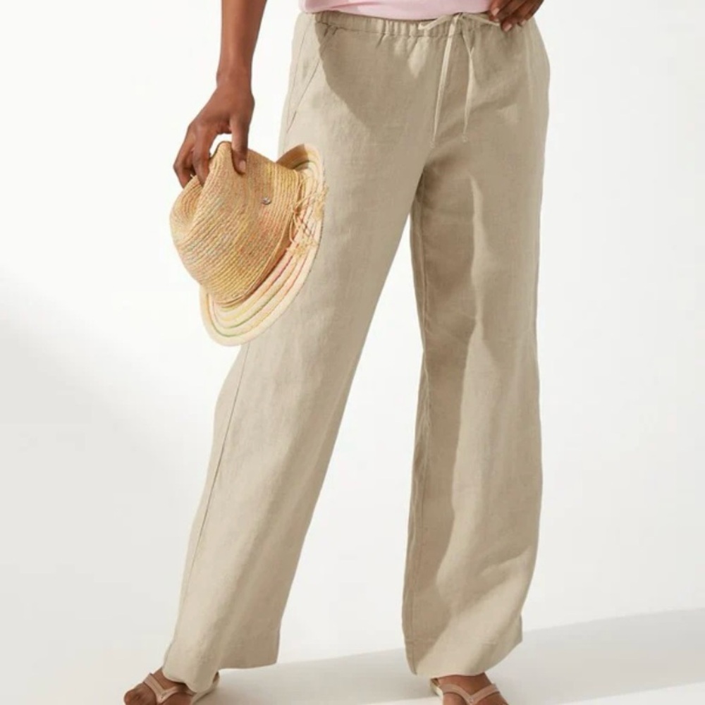 Tommy Bahama Beige Wide Leg Linen Pants